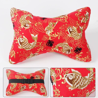 Cross-border exclusive for wind fabric Headrest - koi-red-japanese-style-hot-stamping-cloth-headrest-28cm18cm12cm
