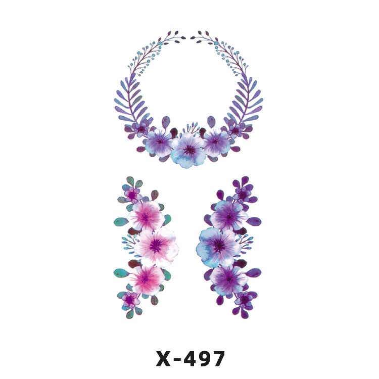 Arco de flor pequeña pegatinas de tatuaje fresco 3D dibujos animados transfronterizo Henna rosa impermeable texto en inglés pegatinas de tatuaje