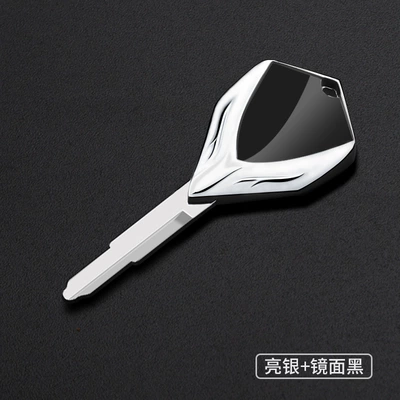 Motorcycle metal key blank suitable for Kawasaki KLR650 ZRX1100/ZRX1200 W400 W650 (Motorcycle Key) - bright-silver-mirror-black-cq-036