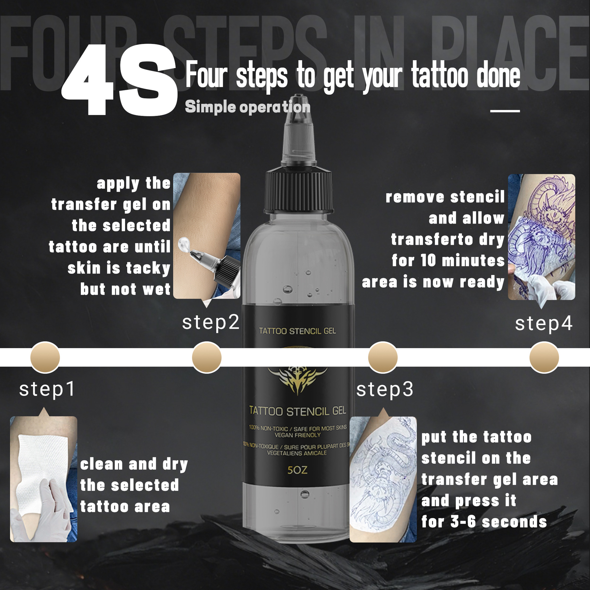 El gel de transferencia de tatuajes tuffking transfronterizo 150 ml de transferencia se puede personalizar claramente con el uso de papel de transferencia.