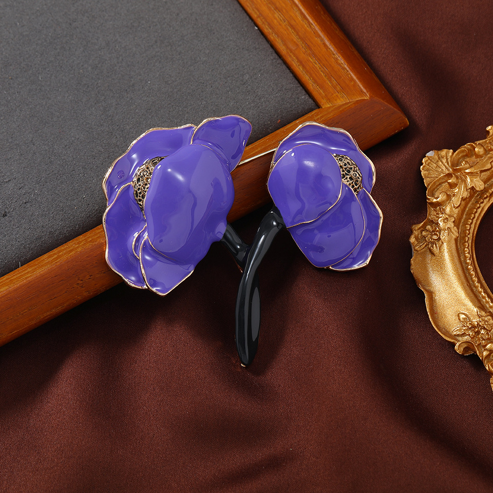 Enamel Design Retro Pin Flower Alloy Enamel Women'S Brooches