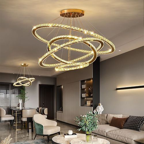 水晶吊灯简约现代大气轻奢客厅灯创意个性卧室餐厅灯环形中山灯具