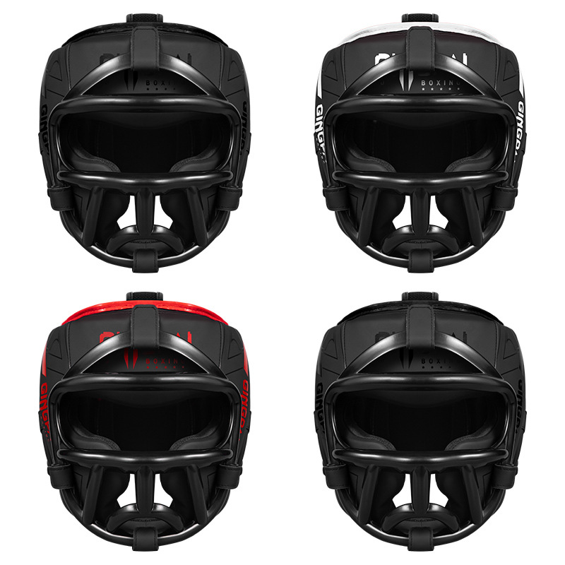 Adult boxing helmet with full-face protection, sparring head guard, children's Muay Thai combat training protective gear, nose guard