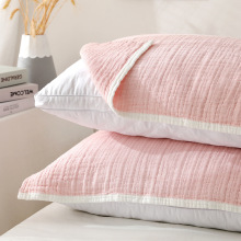 纱布枕巾纯棉一对男生防螨枕头巾防头油可固定轻奢感默认项