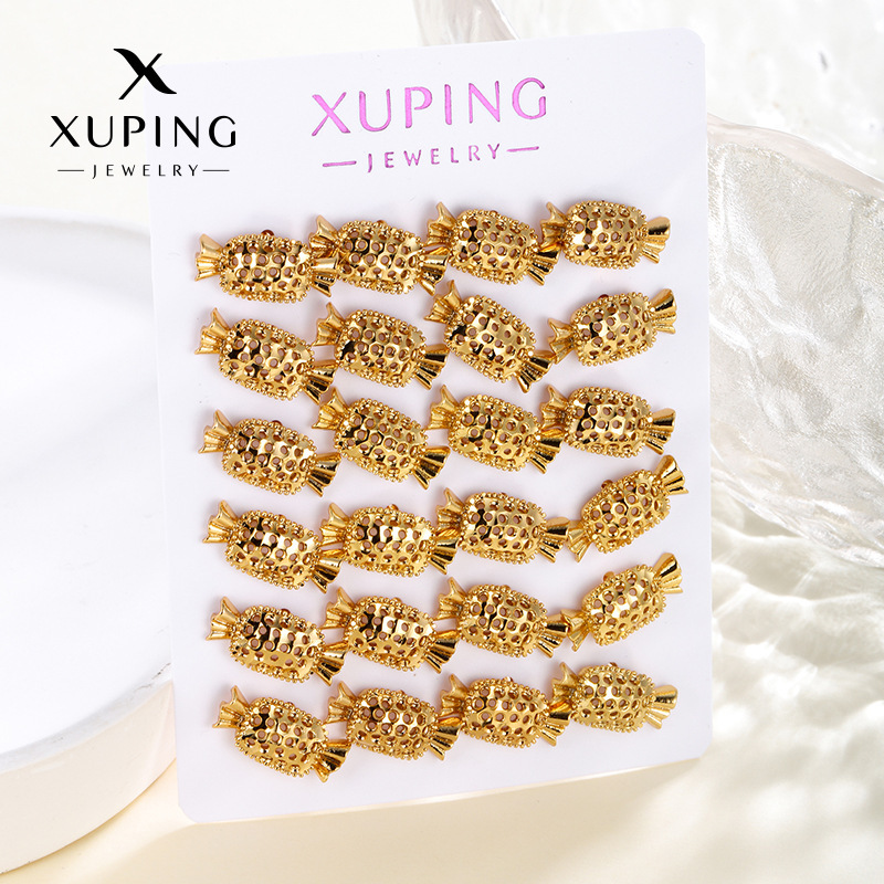Pendientes de Botón Xuping, Modernos, Chapados en Oro, Simples, Versátiles, Exquisitos, Sin Circonitas, Joyería al por Mayor Transfronteriza