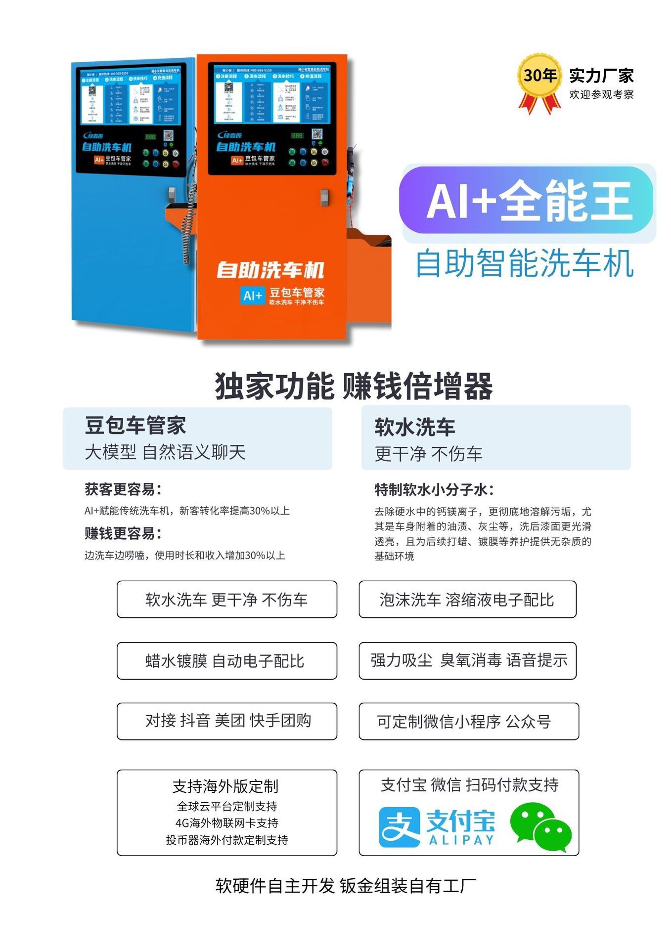 Ai Intelligent Voice Car Washer Soft Water Device Foam Gun Scan Code Payment Unattended Car Washer Is the First Choice for Entrepreneurs