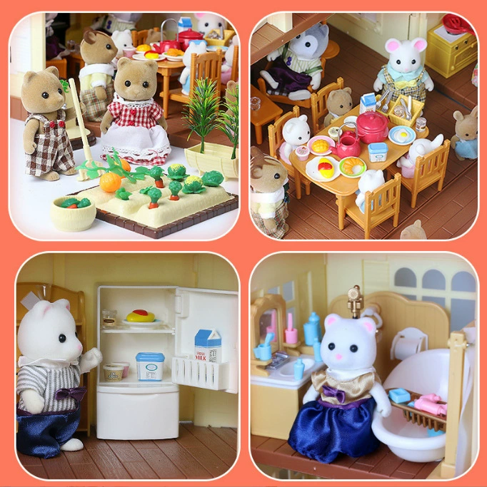 Villa, set, small family toy