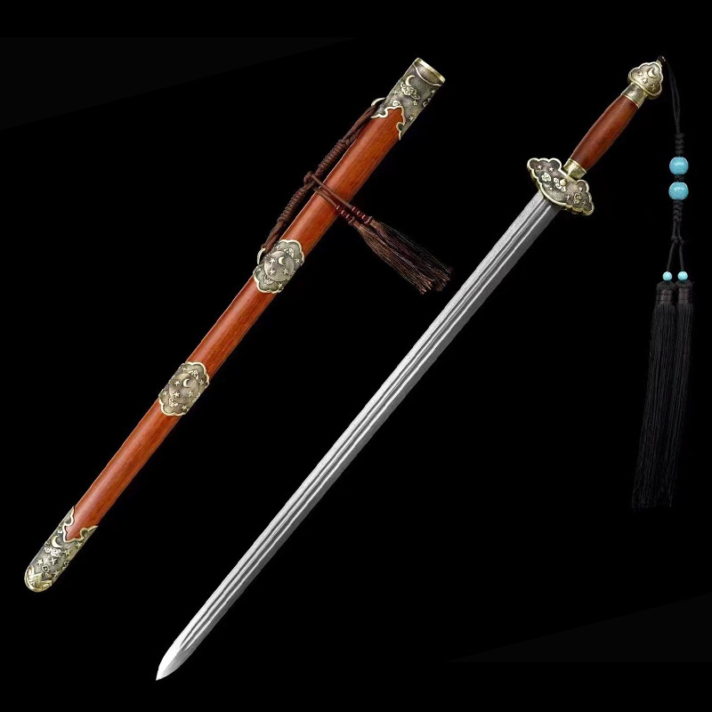 龙泉市刀剑星月清剑纯铜汉剑花纹钢手工唐剑镇宅宝剑冷兵器未开刃