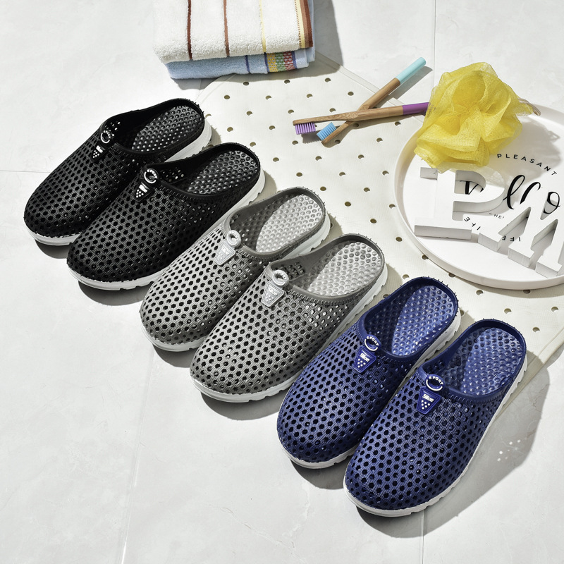 网鞋情侣男女洞洞鞋男包头拖鞋套趾透气防滑女凉拖鞋居家日常外穿