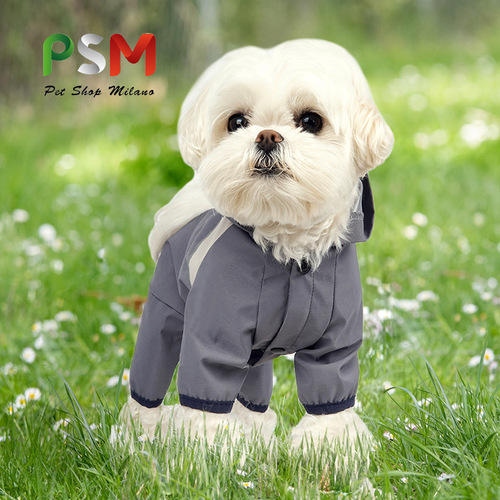 PSM Pet Dog Clothing Rainproof Breathable Portable Reflective Printed Four-legged Raincoat Cat and Dog Supplies Wholesale