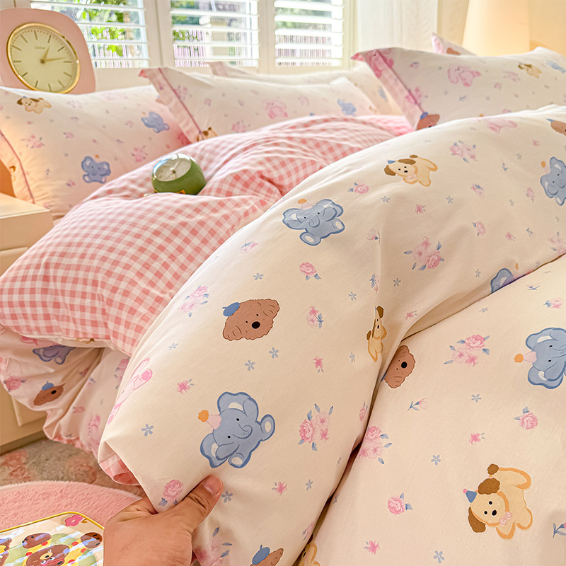 Cama de algodón fresca pequeña de cuatro piezas de algodón puro Xinjiang 2025 nueva funda de edredón sábana ropa de cama de tres piezas