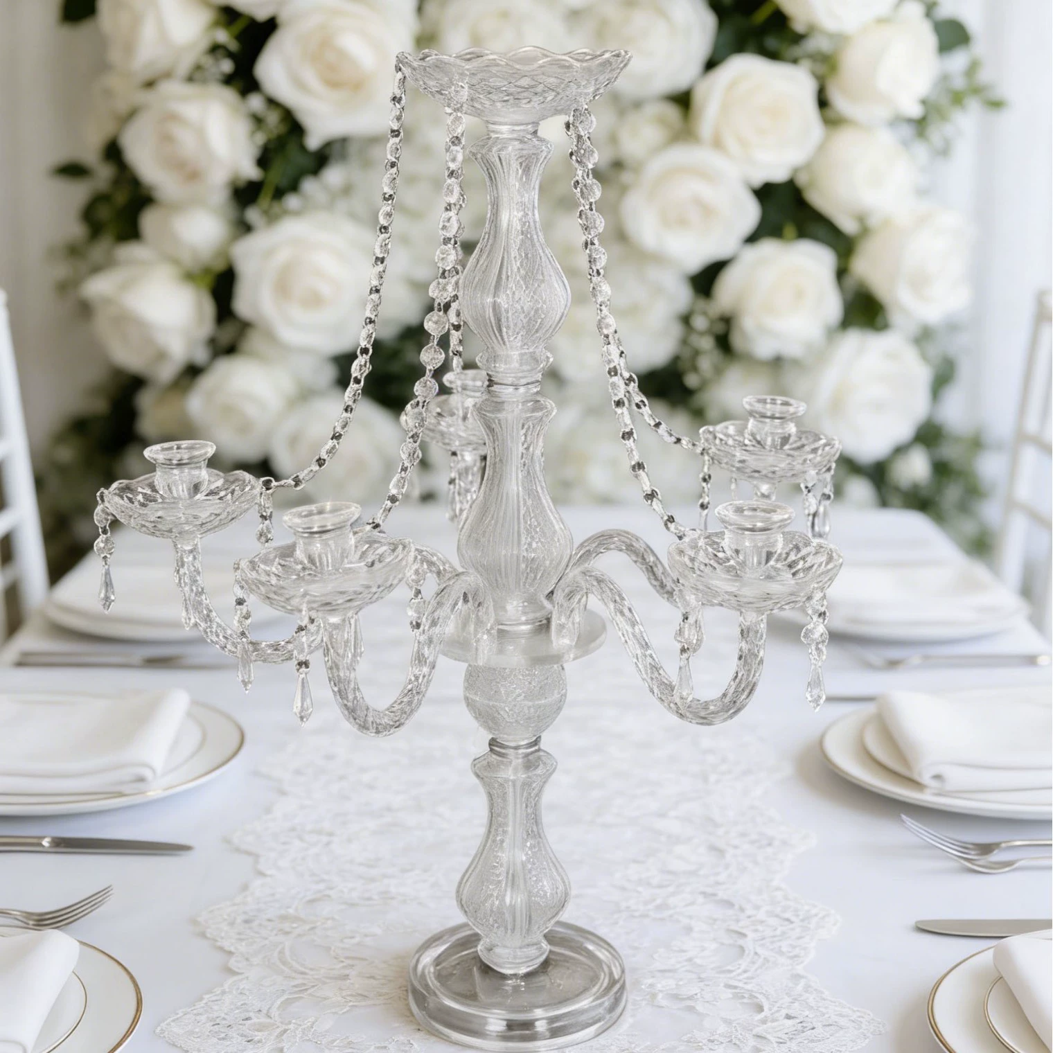 Кросс-бортир European crystal candlestick ornaments candle holder wedding wedding planning ornaments simple dining table candle holder props