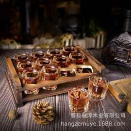 木质子弹杯架龙舌兰威士忌酒杯托白酒杯烈酒杯分配器一口杯酒具架