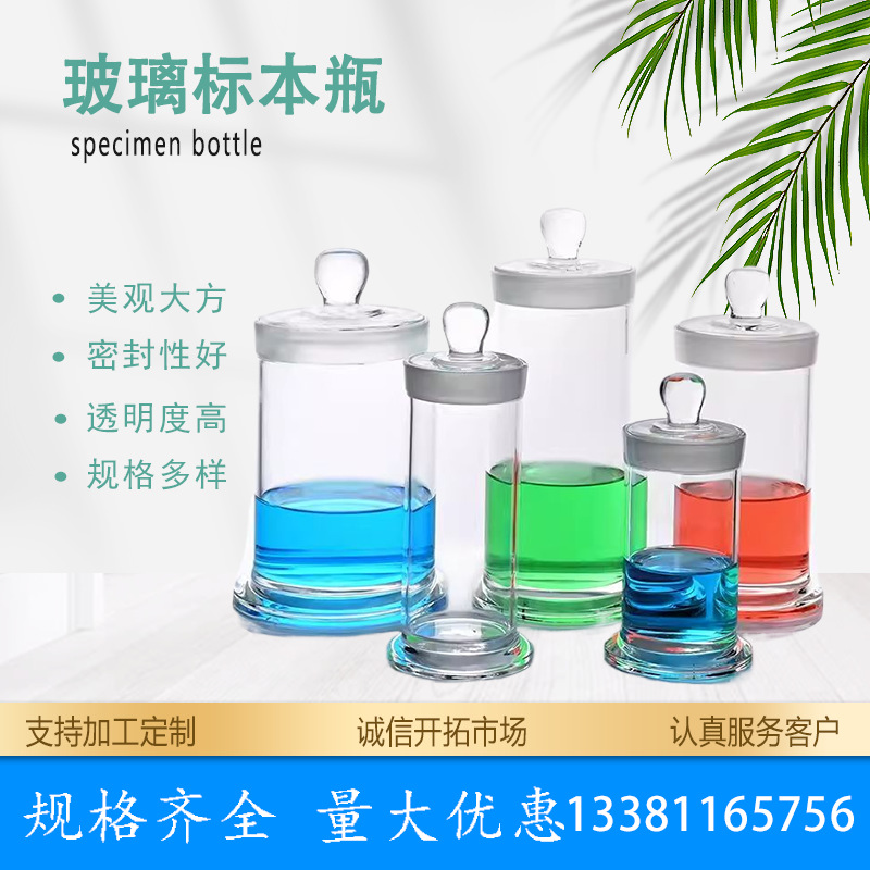 高硼硅标本瓶 玻璃样品瓶 实验室标本展示瓶 干货茶叶储物罐
