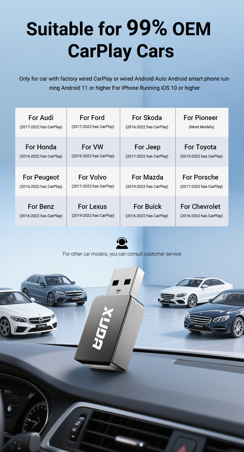 Cross-Border Exclusive Apple Wireless Carplay Box Android Smart Car-Machine Interconnection Wired to Wireless Adapter