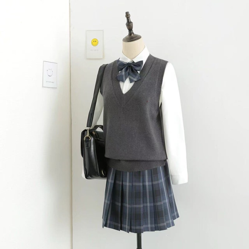 スポット JK 制服プルオーバーベストセーターニットベストノースリーブ襟レイヤード日本カレッジスタイル V ネック卸売|undefined