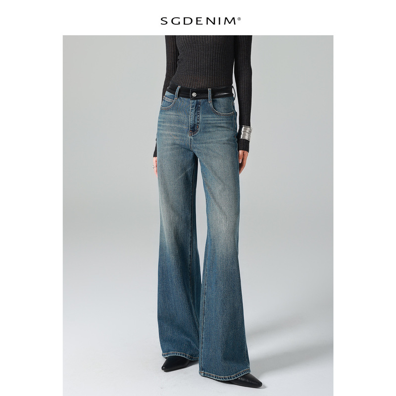 Luxury Brand Same Origin/High-Waisted Women's Wide-Leg Flared Straight Jeans Loose 2025 Autumn New Retro Relaxed Feel