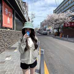 工厂现货现发 色织条纹休闲外套女季高级感连帽宽松百搭气质上衣