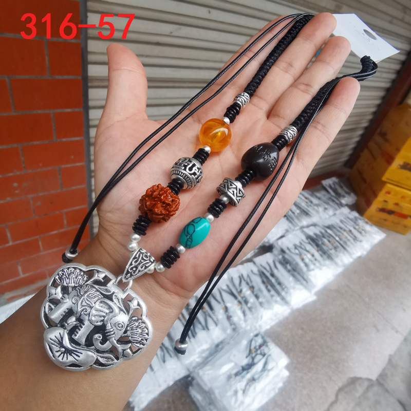316仿古银项链毛衣链女饰品民族风复古抖音直播暴手工编绳艺长款|undefined