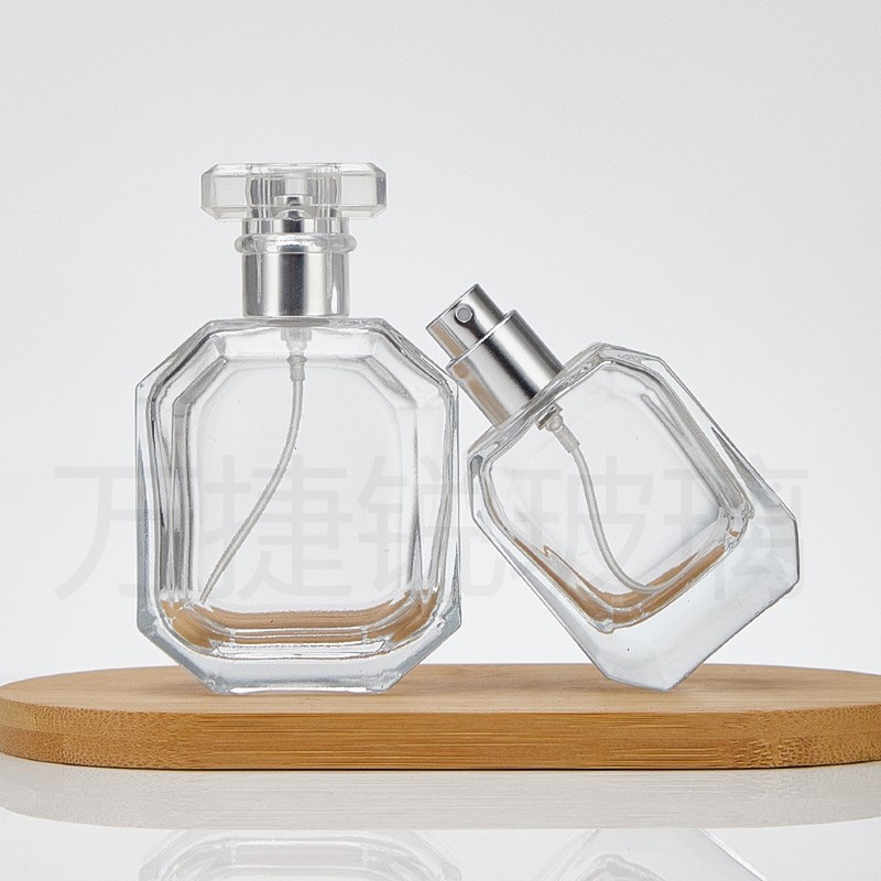 スポット卸売りバヨネット30ml 50ml 100ml透明八角形ガラス香水瓶ポータブル分注瓶Tカバー|undefined