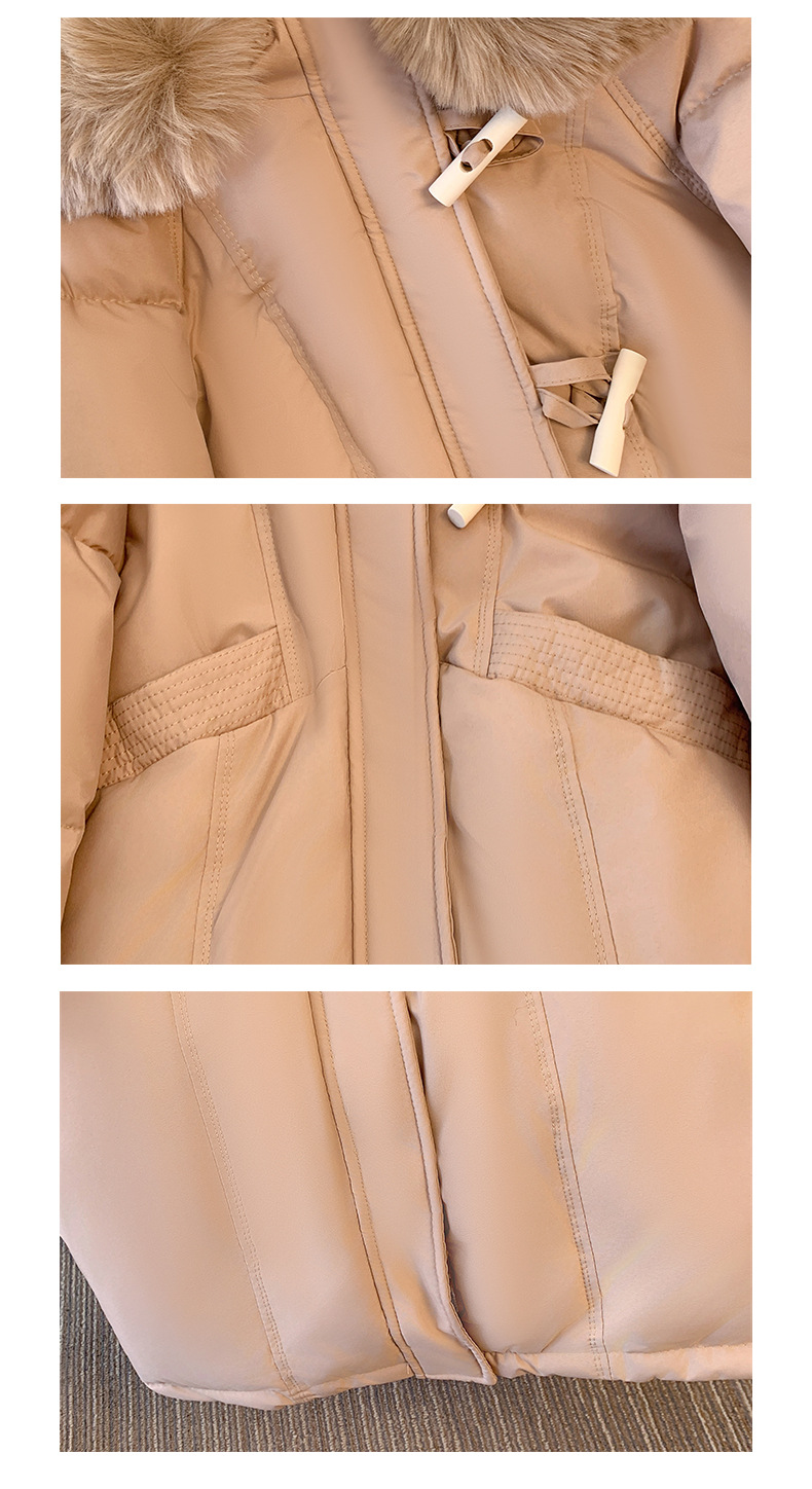 2024 Korean version women's Hong Kong long style over the knee student thick cow horn button cotton loose large fur_voghion.com