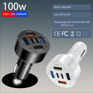 Altısı birində 4USB+2Type-C super sürətli QC3.0 avtomobil şarj cihazı