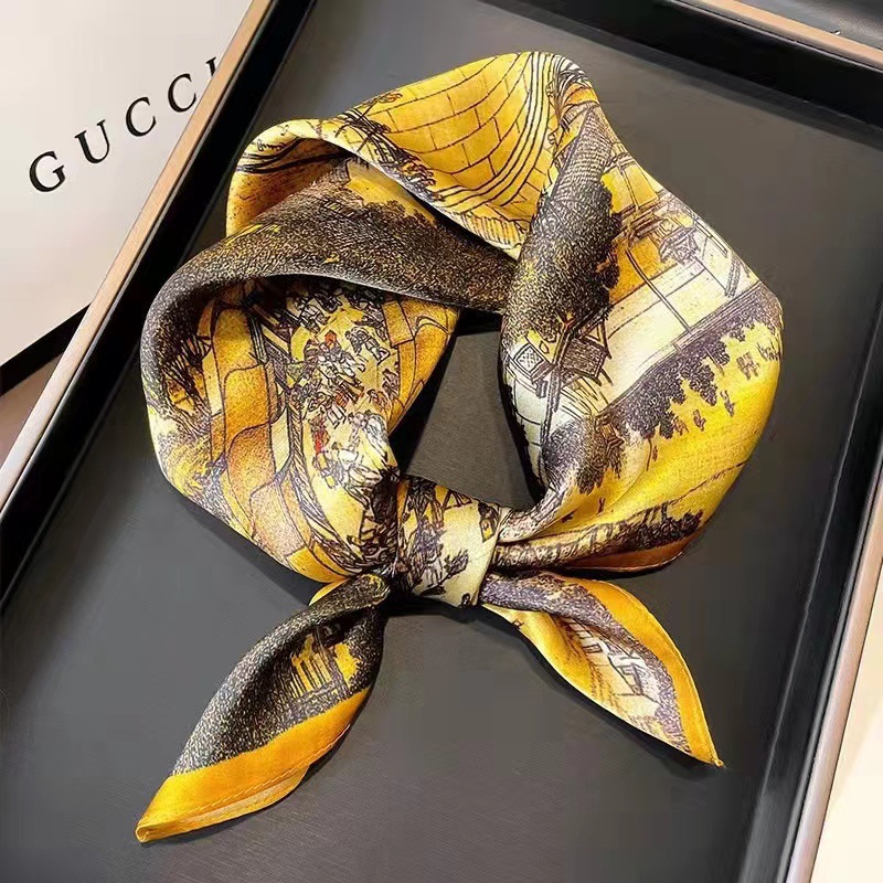 Verano nuevos productos de moda versátil delgado regalo bufandas de seda 70 bufandas cuadradas bufandas de seda bufandas decorativas bufandas bufandas para la madre al por mayor