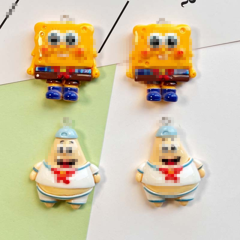 Accesorios de Bob Esponja que brillan en la oscuridad, llavero colgante de Calamardo, materiales creativos para bricolaje, pegatinas 3D de dibujos animados que se iluminan