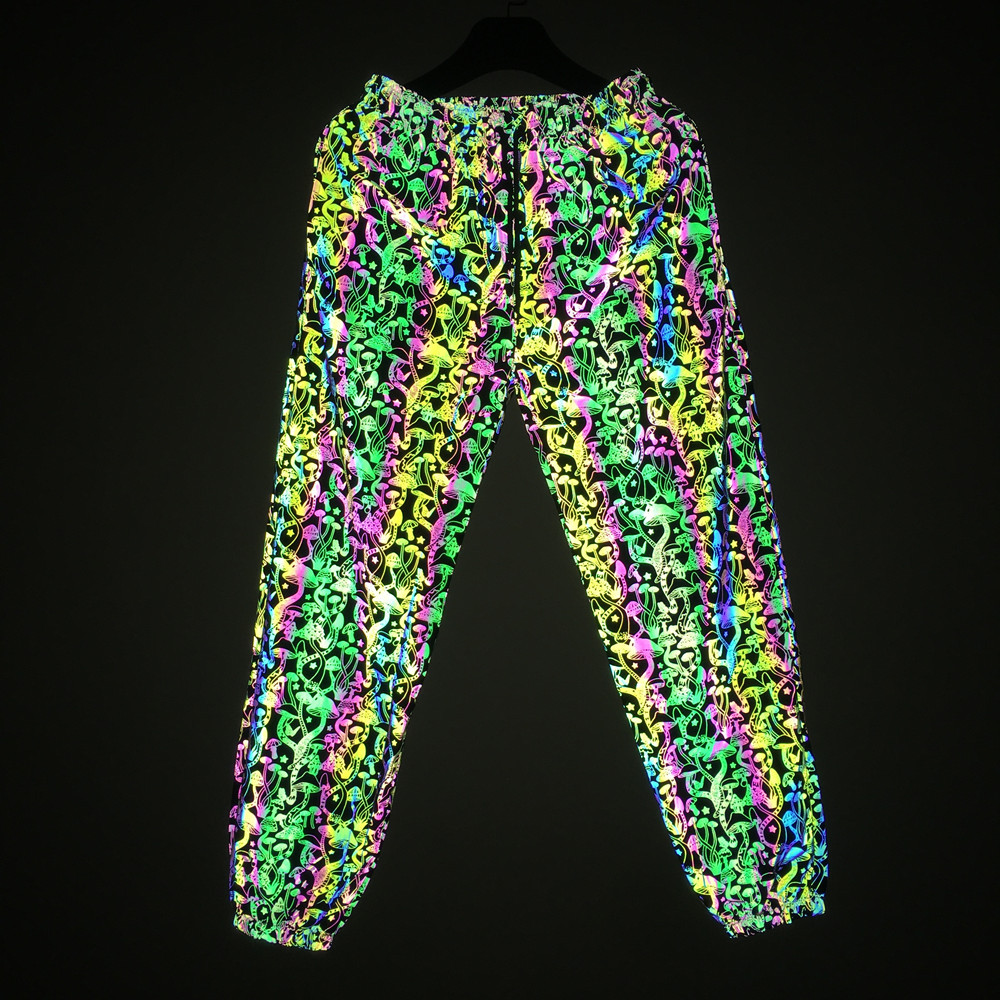 Men's Clothing colorful mushroom reflective casual pants men and women nightclub fantasy luminous pants sports trousers_voghion.com