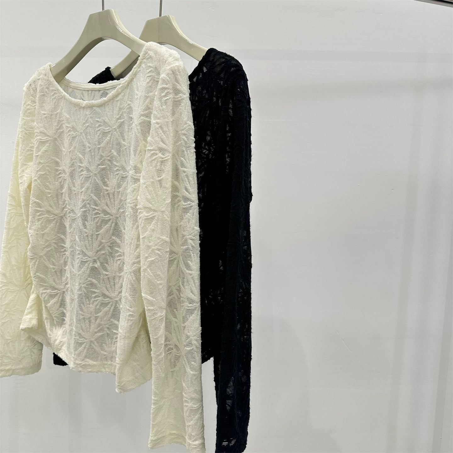Beige lace silk body-friendly spring long-sleeve