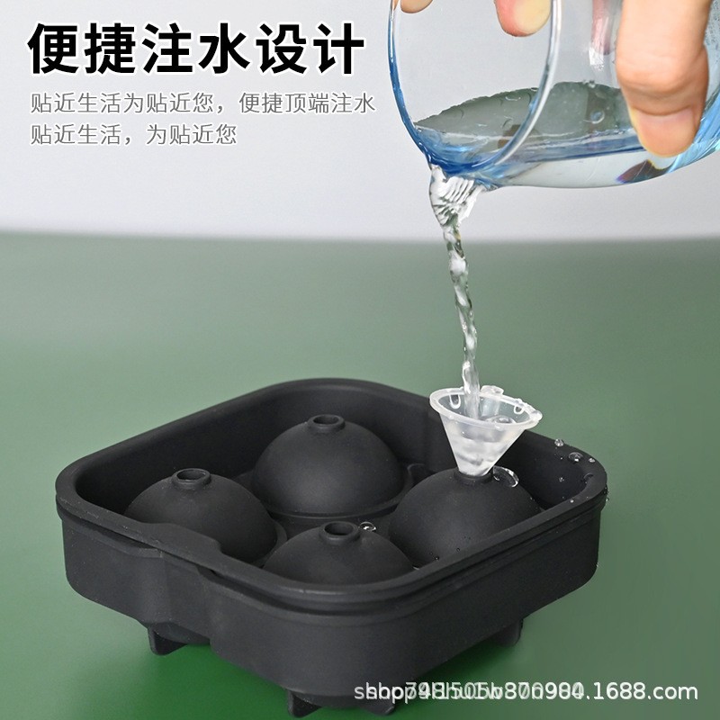 En stock 4 hoyos de 6 hoyos de silicona molde de hockey sobre hielo hogar bola grande molde de cubo de hielo whisky redondo caja de hielo congelado rápido