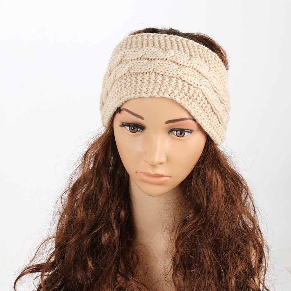 Gebreide haarband winter warm wol oorwarmer voor dames_voghion.com
