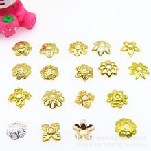 18K金色保色DIY金属饰品配件立体真金花托项链手链串珠隔片首饰