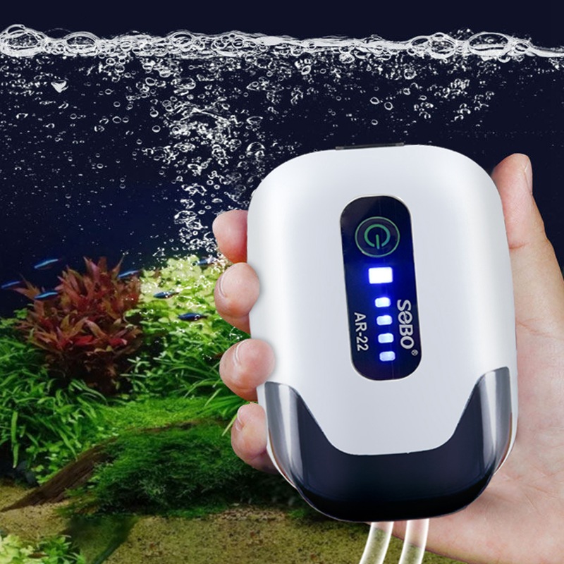 松寶養魚增氧泵可充電鋰電池USB便攜小型兩用超靜音氧氣泵