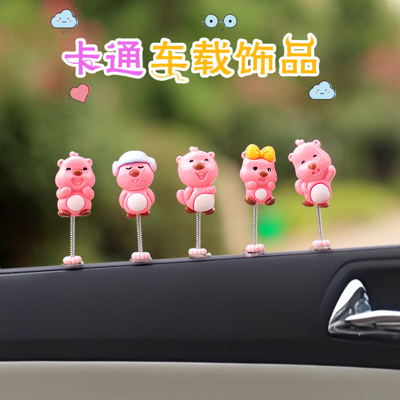Nuevos adornos de coche de resina Beaver Hill Adornos de la pantalla de navegación de la consola central del coche de dibujos animados Adornos de la cabeza