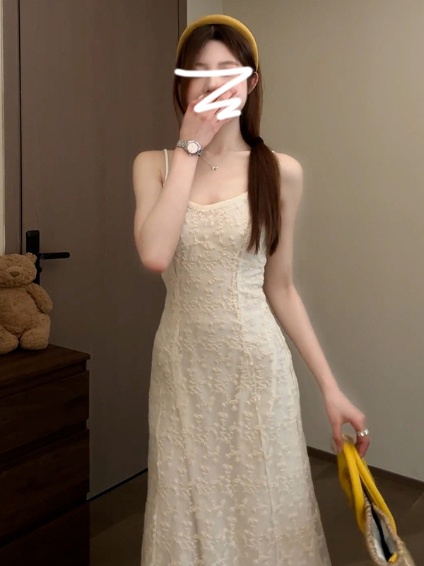 白色吊带连衣裙子女夏季2025新小个子巨好看穿搭长裙套装|undefined