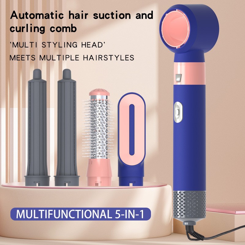 Cross-Border Multifunctional Five-In-One Automatic Hair Curling Iron, Curling and Straightening Dual-Purpose Styling Hairdressing Electric Hot Air Comb Hair Dryer