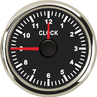 52mm Pointer Clock 12H automobile instrument - silver-edge-black-bottom