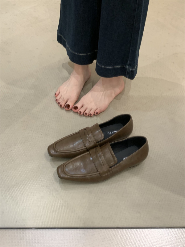 2025年新款小方头低跟女士穆勒鞋百搭气质皮鞋玛丽珍通勤单鞋|undefined
