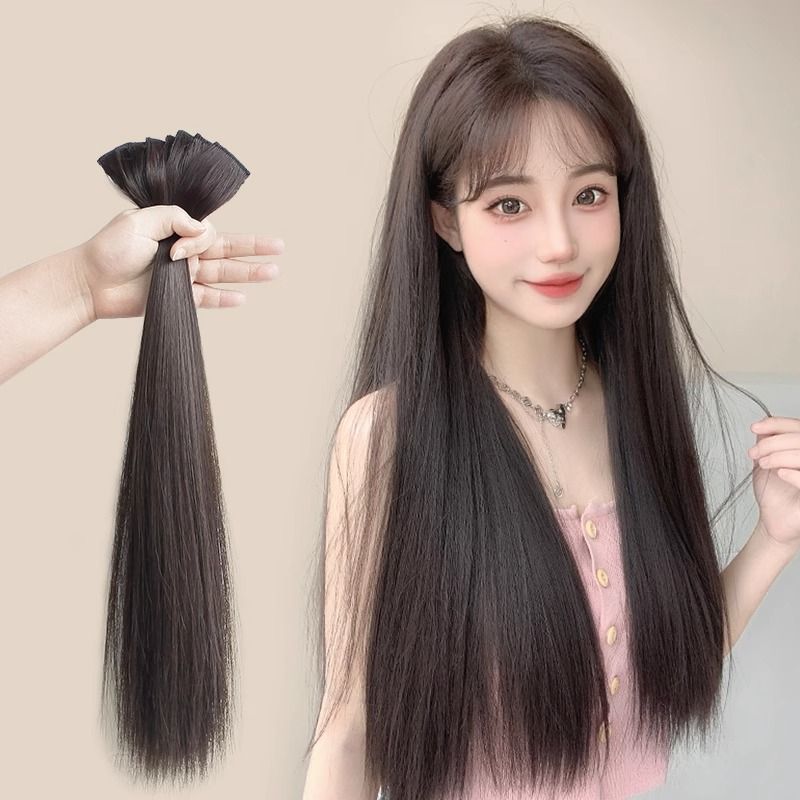 Peruca de cabello para mujeres, extensión de cabello largo, extensión de cabello largo, extensión de cabello de simulación de cabello de una sola tarjeta, relleno de cabello invisible sin rastro