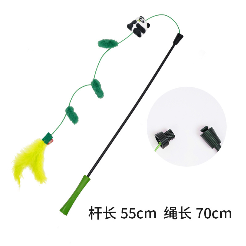 마법의 고양이 웃긴 지팡이 - 팬더 대나무 잎 (교체 가능한 헤드)