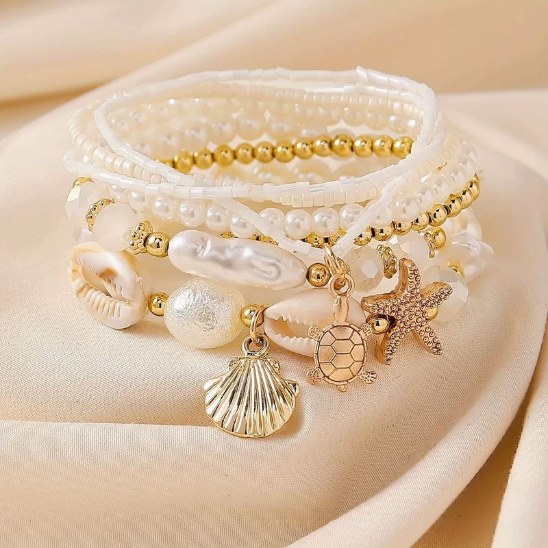 New European and American Cross-Border Beach Shell and Starfish Bracelets, Fashionable Ocean Style Bohemian Pearl Jewelry in Stock New European and American Cross-Border Beach Shell and Starfish Bracelets, Fashionable Ocean Style Bohemian Pearl Jewelry in Stock