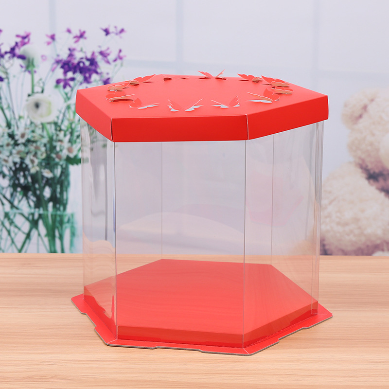 蛋糕盒批发4/6/8/10/12寸单双层加高塑料三合一生日 透明蛋糕盒子