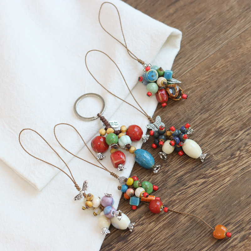 Manufacturer's Supply Jingdezhen Handmade Ceramic Mobile Phone Pendant Female Student Small Bag Hanging Dormitory Key Chain Pendant 151