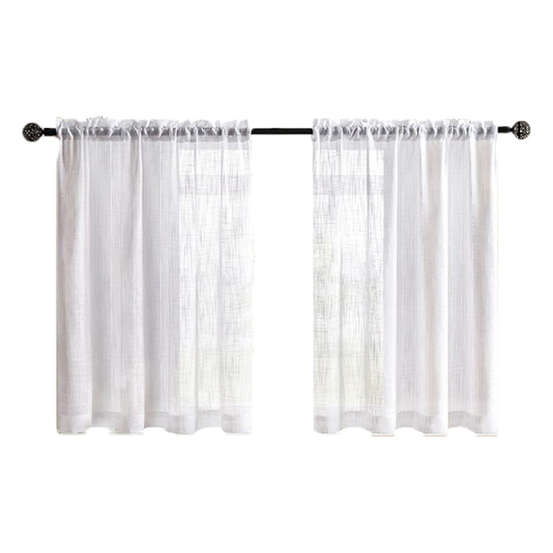 Amazon transfronteriza cortina de gasa transparente y opaca Dori gasa Rod cortina corta Pantalla de ventana blanca cortina acabada al por mayor