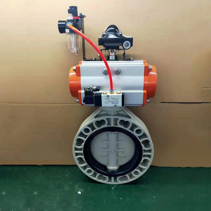PPH双气动蝶阀 厂家现货直销塑料化工阀门 工业对夹蝶阀双作用