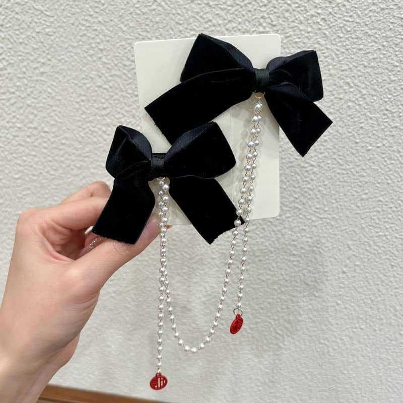 60g Weight Hair Clip Hair Accessories Type 1 Piece Quantity Holiday, Date Occasion Bow Knot Pattern Women's Gender Beaded Design Sweet Style Women's Sweet Bow Knot Cloth Beaded Hair Clip 6