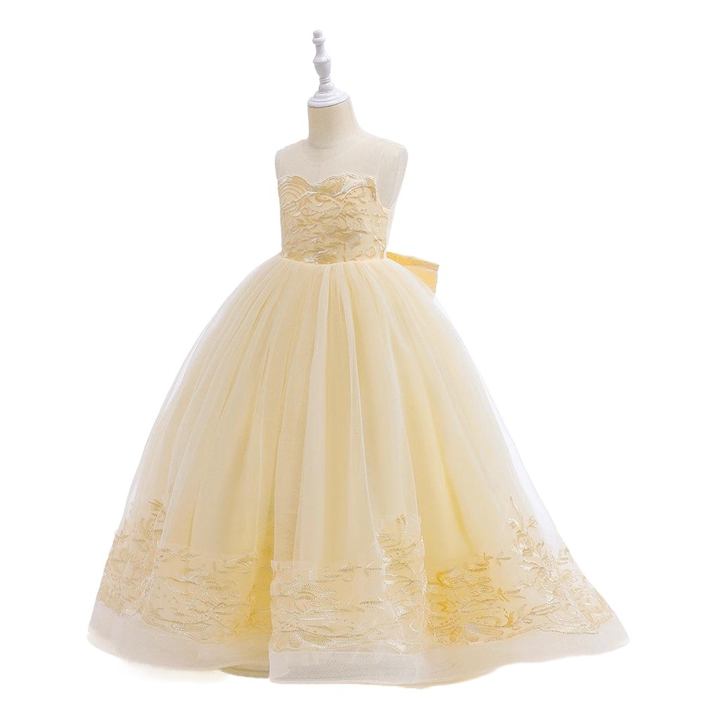Comercio exterior vestido de niños medio y grande vestido sin mangas bordado de niñas vestido de fiesta vestido de noche vestido de princesa