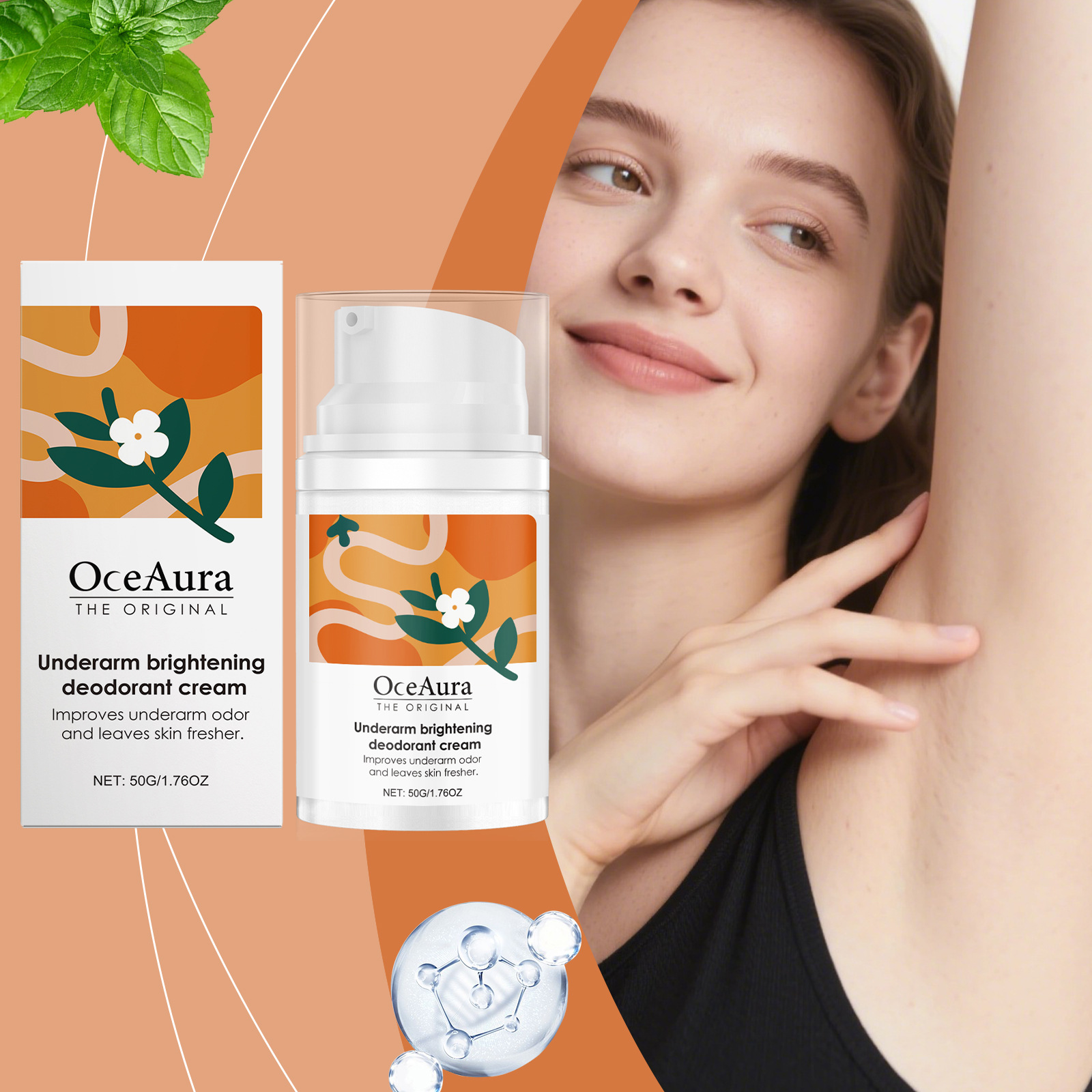 Oceaur Body Care Cream Refreshing Non-Sticky Mild Nourishing Smooth Body Skin Daily Application Cream
