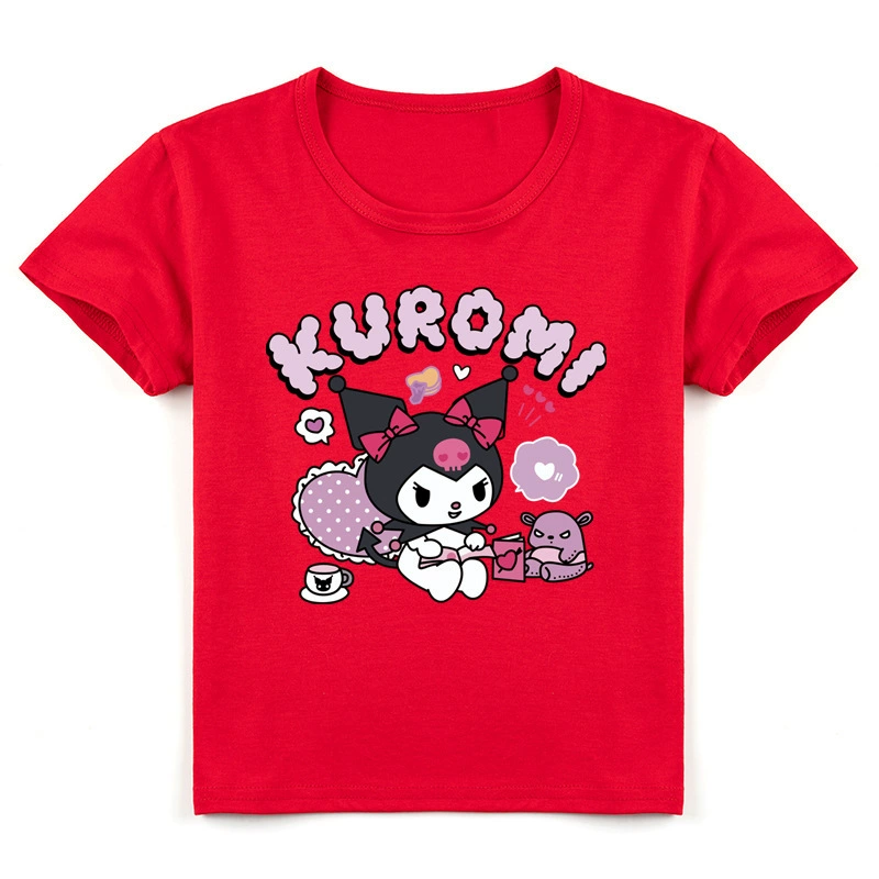 Кросс -бордер е -коммерс детская одежда Kuromi Kuromi мода печать короткий - рукав T -футболка лето K442
